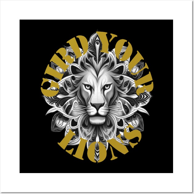 Gird Your Lions England Motivational Idiom Grey Wall Art by taiche